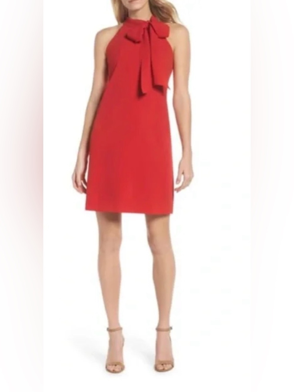 Vince Camuto Red Dress With Bow Tie Neck